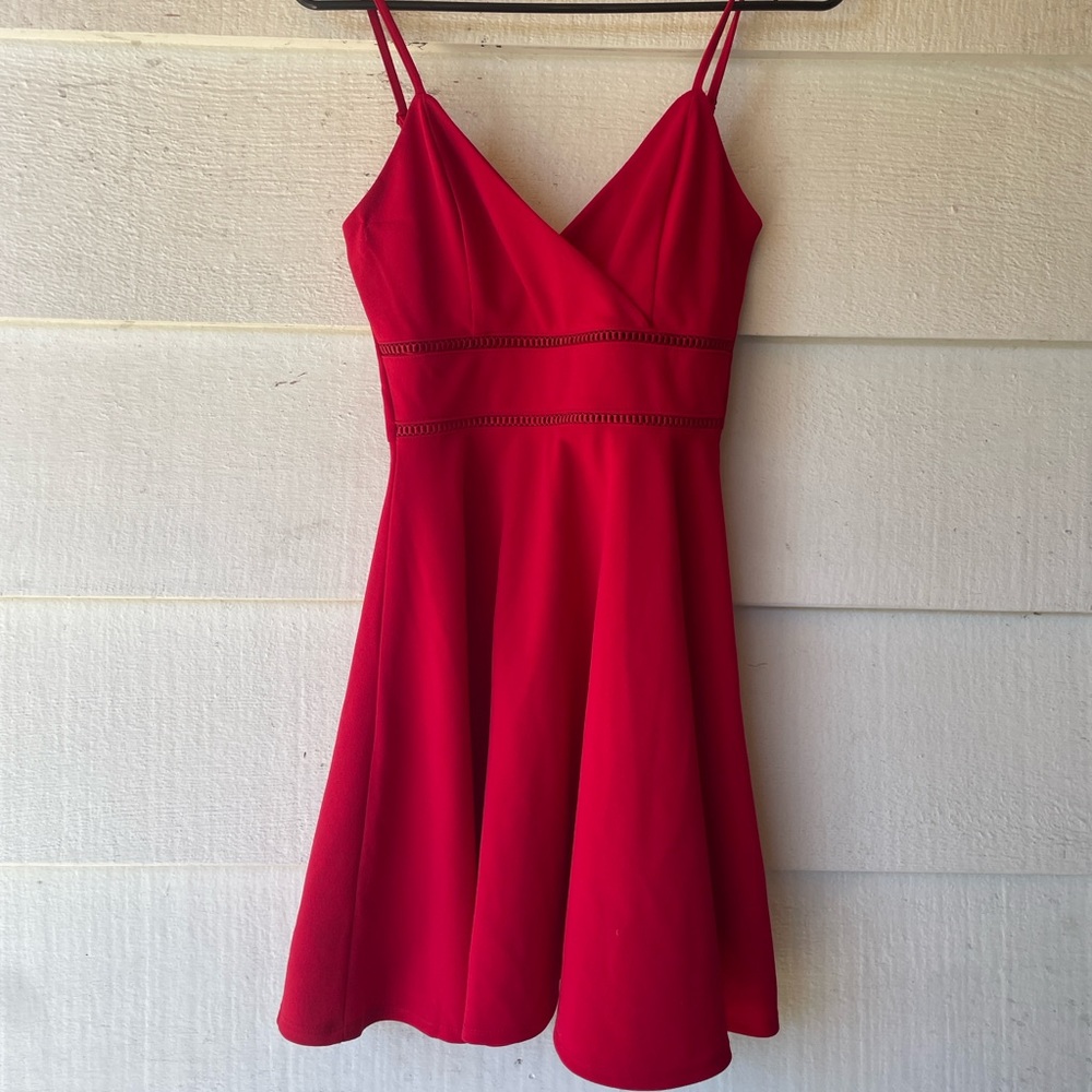 Red Spaghetti Strap Mini Sundress for Cocktail Events